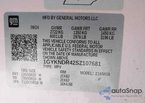 2025 Cadillac Xt5 Awd Premium Luxury z USA, uszkodzony, nr VIN 1GYKNDR42SZ107681